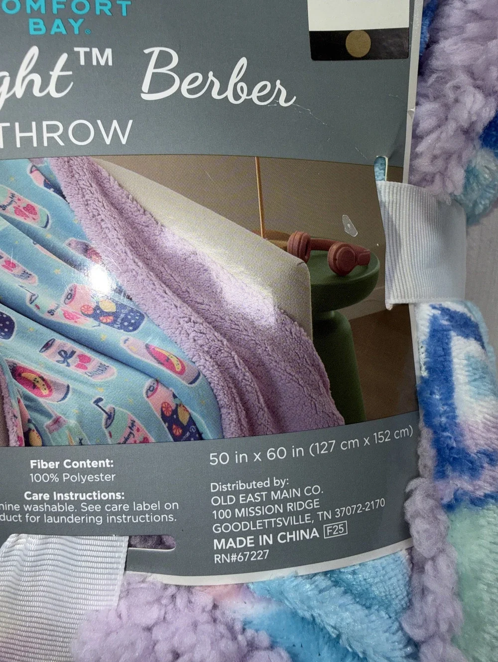 New Comfort Bay Microplush Sherpa Throw Blanket Tropical Drinks 50